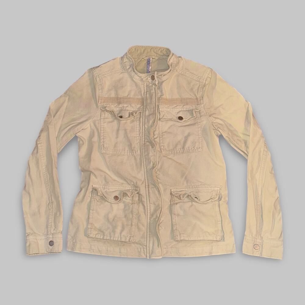 Free People Utility Military-Style Beige Cotton Jacket – Women’s Small
